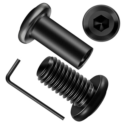 Mywish M8 x 16mm 20Set Flat Head Hex Socket Cap Screws Bolts with Barrel Nuts, 304 Stainless Steel Furniture Bolts Full Thread, Black Oxide & Hex Spanner - color: Black-M8+Nuts, size: 16mm