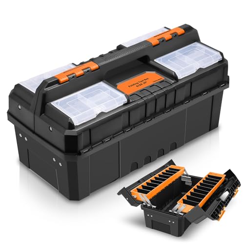Auto Dynasty Foldable 2-layer Tool Box w/Non-Slip Handle Storage, Orange - color: Orange, size: 2-Layer