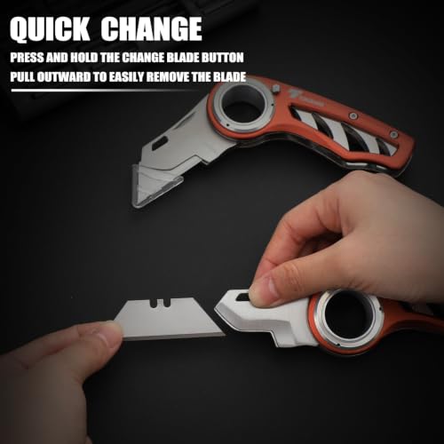 Tondiamo 2 Pcs Folding Pocket Utility Knife Box Cutter, Brown - color: Brown