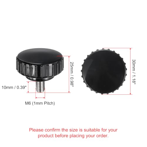 uxcell 2pcs Knurled Clamping Knobs M6 x 10mm Metric 304 Stainless Steel Male Thread Thumb Screw on Type 30mm Plastic Round Head Threaded Hand Bolt Stud Knobs Black - size: M6 x 10mm x 30mm