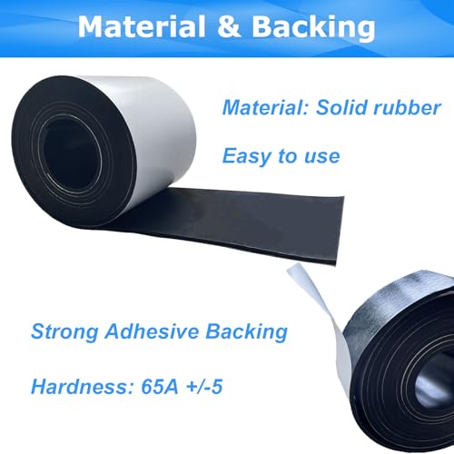 Adhesive Rubber Strips 1/8 (.125)" Thick X 4" Wide X 10'Long - size: 4"X10'X1/8", style: With Adhesive