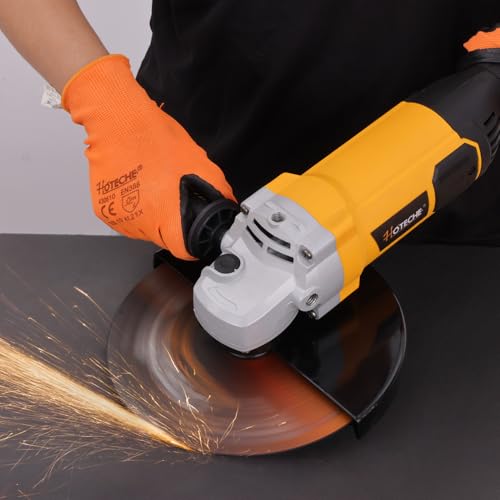 Hoteche 9-Inch Angle Grinder 3-HP Grinding and Cutting Tool Fits 7/8" Hole Size Wheels with Rotatable Handle and Lock-On Switch - size: 9-Inch 3-HP