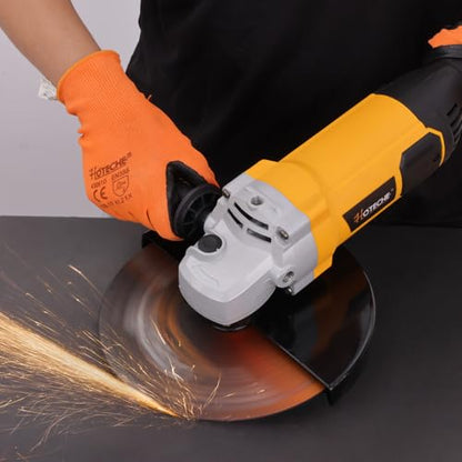 Hoteche 9-Inch Angle Grinder 3-HP Grinding and Cutting Tool Fits 7/8" Hole Size Wheels with Rotatable Handle and Lock-On Switch - size: 9-Inch 3-HP