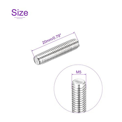 DMiotech 20 Pack M5 x 20mm Fully Threaded Rod 304 Stainless Steel Right Hand Threads Rod Bar Studs Clamps and U-Bolts - size: M5 x 20mm