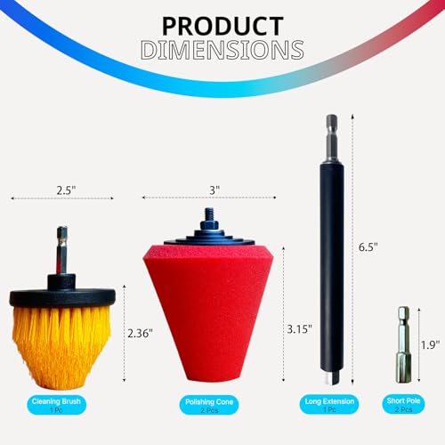 Drill Bit Polishing Cone Sponges with Hand-Held Extension Bracket