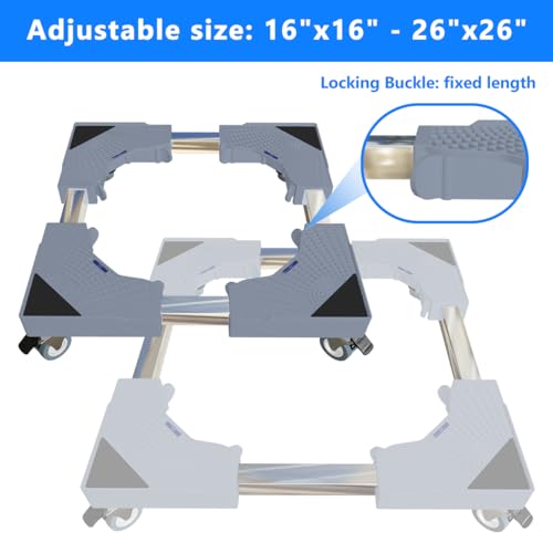 Appliance Dolly Cart with 4 Locking Wheels Mini Fridge Stand Adjustable 16"-26" Universal Mobile Roller for Portable Washer, Dryer, Refrigerator, Furniture, Grey - color: Gray