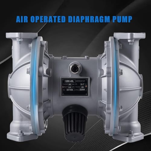 Double Diaphragm Pump Air Operated 1-1/2 inch Inlet/Outlet Pneumatic Waste Oil Transfer Pump for Chemical QBK-40 50 GPM Dual Diaphram Polypropylene Nitrile Rubber by Stainless Steel Iron 100 PSI - style: 1.5 INCH PORT