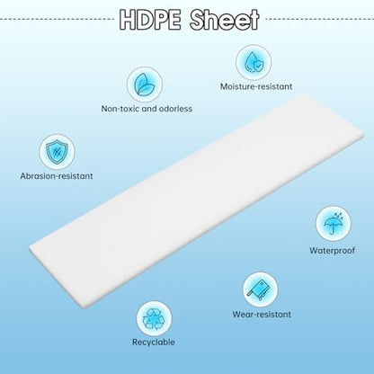 Hdpe Sheet 3/16 Inch Thick, 3" x 12" High Density Polyethylene Board, Thick Plastic Sheet for Craft, Plastic Cutting Board, Heavy Duty Industry - size: 3" X 12", style: 3/16" Thick