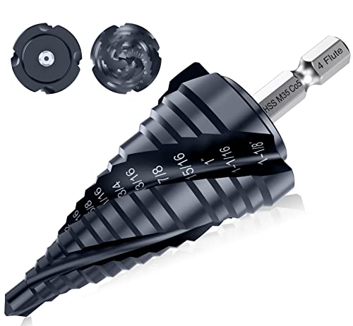 1/4"-1-1/8" Four Sprial Flute M35 Cobalt Step Drill Bit - size: 1/4"-1-1/8"(4 Flute)