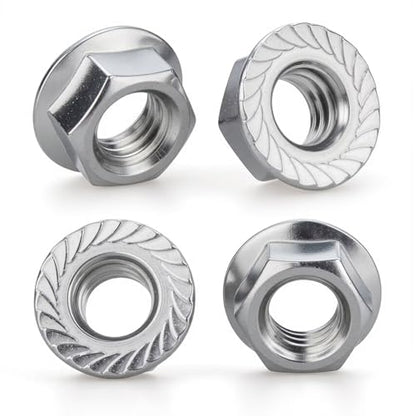 50 pcs 3/8"-16 Serrated Flange Hex Lock Nuts, 304 Stainless Steel 18-8 Full Thread Locknuts for Outdoor Furniture, Industrial Machinery, Automotive Repair & DIY Projects with Bright Finish - size: 3/8"-16