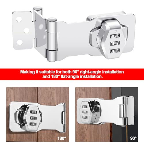 2 Pack Password Rotary Hasp Locks, Collapsible Solid 304 Stainless Steel - color: 2 Pack(Combination Lock)