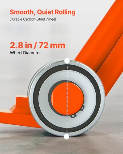 VEVOR Prylever Bar, 3T/6600lbs Load Capacity, 4.5FT Length Steel Handle Lever Dollyr with 2.8'' Wheels for Large Pallets, Heavy Items, Concrete Blocks, Heavy Duty Equipment Handling - size: 3T-4.5FT (1 Pack)