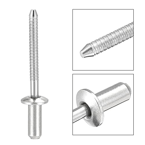 uxcell Blind Rivets, 304 Stainless Steel Pull Rivets Core Decoration Rivets 4.8mm Diameter 11mm Grip Length Close End Silver Tone, 50pcs - size: 4.8mm x 11mm