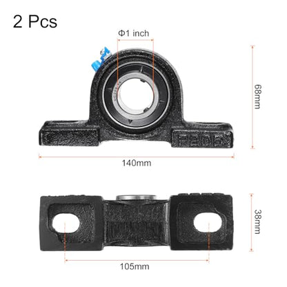 uxcell 2pcs UCP205-16 Pillow Block Bearings 1" Bore Bearing Units Cast Steel Flange Mounted Bearing Housing - size: UCP205-16 ID 1"