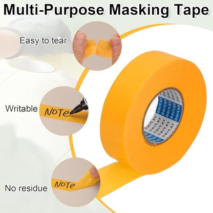 2roll Masking Tape (0.7" x55Yards Yellow) No Residue Universal Tape - color: Yellow, size: 0.7" x 55Yards