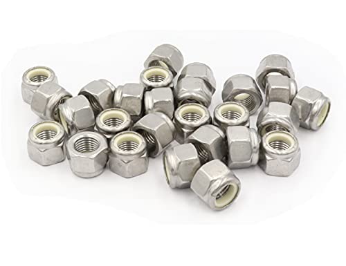 LBY 30pcs Lock Nuts, 3/8-24 Nylon Insert Hex Lock Nuts, 304 Stainless Steel (Silver) - size: 3/8-24