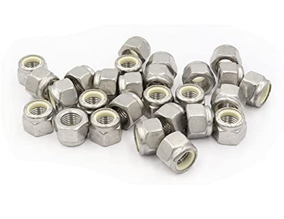 LBY 30pcs Lock Nuts, 3/8-24 Nylon Insert Hex Lock Nuts, 304 Stainless Steel (Silver) - size: 3/8-24