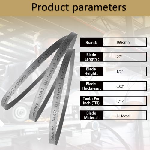 27Inch Bandsaw Blades 8/12 TPI for DeWalt DCS377,Milwaukee-3 Pack - size: 8/12 TPI