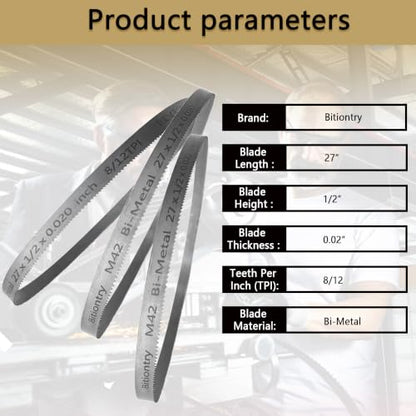 27Inch Bandsaw Blades 8/12 TPI for DeWalt DCS377,Milwaukee-3 Pack - size: 8/12 TPI