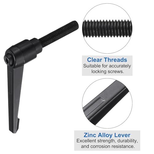 uxcell 16pcs Lever Adjustable Handles M10 x 50mm Metric Male Thread, Level Clamping Handle Hand Stud Knobs Rotating Screw Handles Bolts with Locking Lever, Black - size: M10 x 50mm