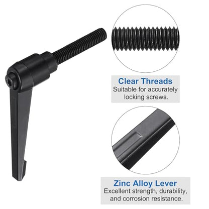 uxcell 16pcs Lever Adjustable Handles M10 x 50mm Metric Male Thread, Level Clamping Handle Hand Stud Knobs Rotating Screw Handles Bolts with Locking Lever, Black - size: M10 x 50mm