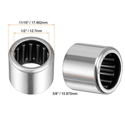 uxcell SCE810 Needle Roller Bearings, Drawn Cup Open End, 1/2-inch Bore 11/16-inch OD 5/8-inch Width 12300N Static Load 8800N Dynamic Load 5pcs - size: 1/2x11/16x5/8"
