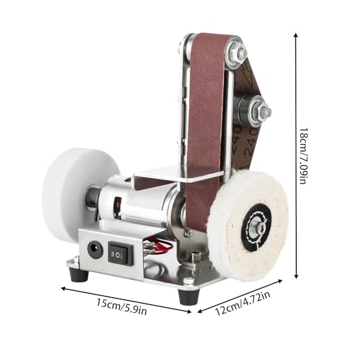Mini Belt Sander, 7 Adjustable Speed Mini Bench Belt Grinder, 110-240V Mini Power Sanding Machine with 20PCS Abrasive Belts, Mini Electric Bench Grinder for Knife, Jewelry DIY, Wood Metal Working