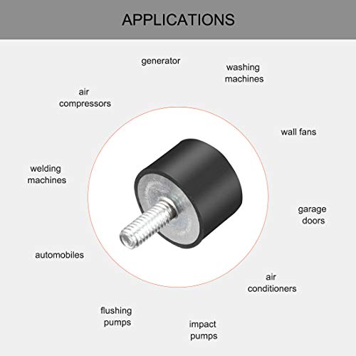 uxcell M4 Thread Rubber Mounts,Vibration Isolators,Cylindrical Shock Absorber with Studs 15mm x 10mm 8pcs - size: M4x15x10mm