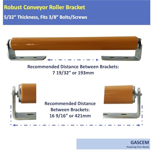 Polyurethane Coated Long Roller With Bracket Set | 16" Length, 1.5" Diameter Conveyor | Galvanized Steel | Versatile Support for Stands, Woodworking, and Conveyors | Pack of 2