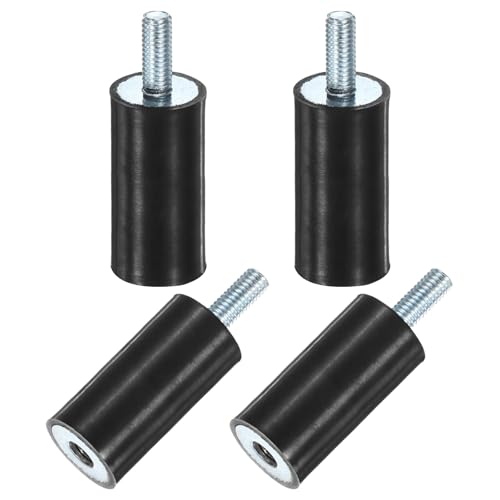 M METERXITY 4-Pack Rubber Mounts D15mmxH30mm Male/Female Vibration Isolators Cylindrical Shock Absorber W M5 x 12mm Studs for Air Compressor/Car/Pump/Boat/Garage Motor/Bobbins Rubber Isolators - size: M5 x 12mm, 15mm x 30mm