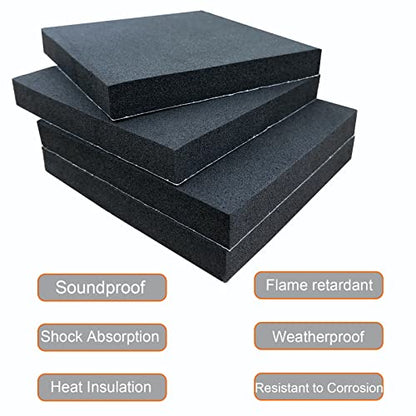 8 Pcs Black Adhesive Foam Pads Closed Cell Foam Sheets 1/2" Thick X 4" X 4" - size: 4in X 4in X 1/2in