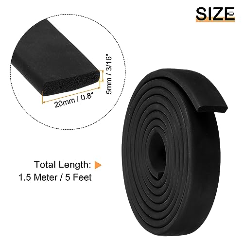 uxcell EPDM Rubber Foam Sheet Strip 3/16" T x 0.8" W x 5' L Rubber Sheet Rolls Weather Strip for DIY Gasket, Crafts, Insulation - size: 3/16" T x 0.8" W x 5' L