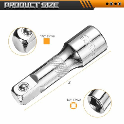 HARFINGTON 1pcs Socket Extension Bar 1/2" Drive 3" Long Extension Bars - size: 1/2" x 3"