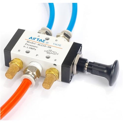 Push-Pull Valve AirTAC 4L210-08 1/4" NPT 5/2 Way Hand Lever 2 Position 5 Way Pneumatic Air Manual Control Direct Acting Type 0-145 PSI - size: 1/4 NPT, style: 5/2 way