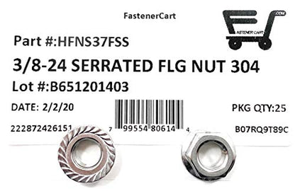 1/4-28 Stainless Steel Serrated Flange Lock Nuts 1/4-28 (25 Pcs) 304 Stainless