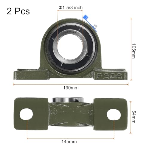 uxcell 2 Pcs UCP209-26 Pillow Block Bearings 1-5/8 inch Bore Self Alignment, Solid Cast Iron Base Mounted Chrome Steel Bearings - size: UCP209-26