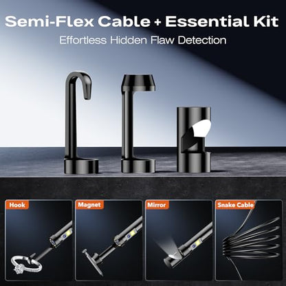 Dual Lens Endoscope Camera with Light, 4.3" IPS 1920P HD Borescope Camera - size: 16.5FT Dual Lens