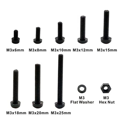 Metric M3 Black Nylon Phillips Pan-Head Screws, Nuts & Washers Kit - color: Black-M3
