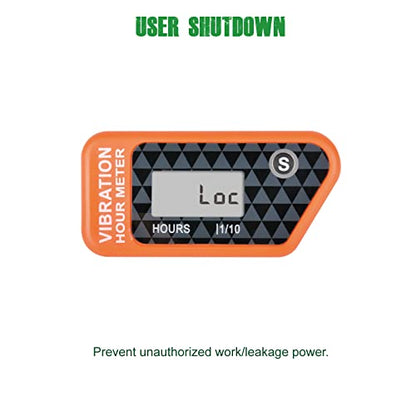 YOOREAL Vibration Hour Meter,Maintenance Hours Waterproof IP68 - color: Orange
