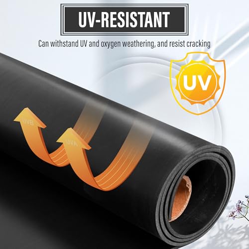 MYOYAY 118"x40"x1/8" Solid Rubber Sheet Heavy Duty Neoprene Rubber Sheets Roll for for DIY Gasket Material, Sealing, Liner, Shield, Padding,Cushioning of Anti-Vibration, Black