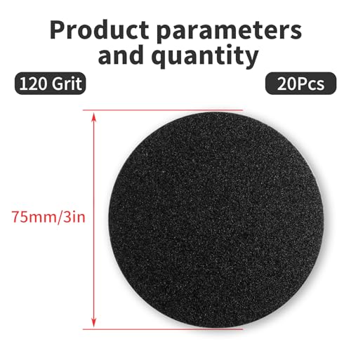 20 Pcs 3 Inch 120 Grits No Hole Hook and Loop Sanding Discs, Silicon Carbide Wet Dry Flocking Sandpaper for Random Orbital Sander, Wood, Car, Metal, Plastic, Paint Polishing - style: 120 Grit