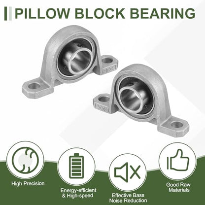 uxcell KP08 Pillow Block Bearing 5/16" (8mm) Zinc Alloy Steel 4Pcs - size: KP08 (5/16" Bore)