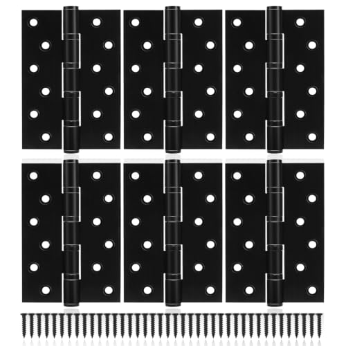 6 Pack Black Door Hinges 6 Inches Ball Bearing Hinges Heavy Duty Stainless Steel Hinge with Screws, Square Corner, Smooth and Quiet - size: 6inch - 6 Pack