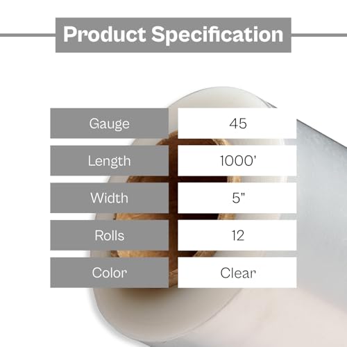 PSBM Mini Stretch Film/Wrap with Plastic Handle 5" x 1000' 45 GA 12 Rolls - size: 5 Inch, style: 45 GA
