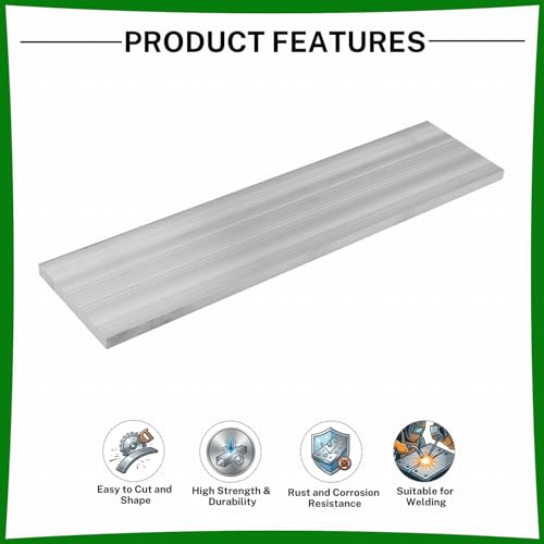 6061 Aluminum Flat Bar, 0.3" Thickness X 3" Width X 12" Length Aluminum Flat Plate, Solid Aluminum Bar for Crafting, Industrial Building - size: 0.3" X 3" X 12"