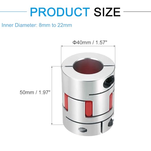 MECCANIXITY Aluminum Shaft Coupling 8mm to 22mm Flexible Spider Coupling L50mm x D40mm Coupler Jaw Spider Shaft Joint Connector for 3D Printers DIY Encoder CNC Router Milling Machine - size: D40mm Fit 8mm to 22mm