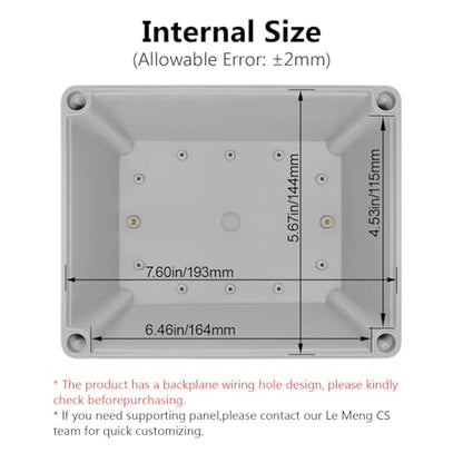 LeMotech Junction Box IP67 Waterproof Dustproof ABS Plastic Project Box for Electrical Outdoor Enclosure Gray 7.9 x 5.9 x 5.1 inch (200 x 150 x 130 mm) - size: 7.9" x 5.9" x 5.1" (1pc)