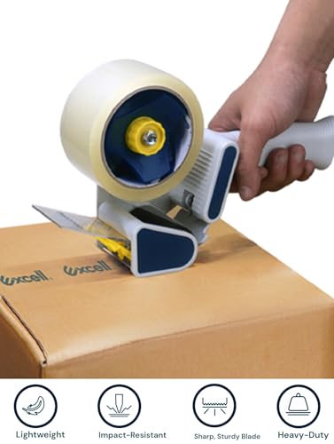 MDJ by Excell Packing Tape Gun Dispenser with Safety Blade Cover, 2 Inch Wide Carton Packing Tape for Commercial Packaging, Shipping, Moving, Carton and Box Sealing