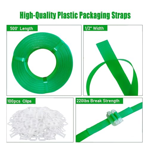 Plastic Packaging Banding Strapping Kit, Green - color: Green