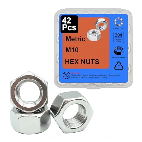 40Pcs M10 Hex Nuts, 304 Stainless M10 Nut, Coarse Thread M10 Nuts - size: Metric M10-1.5---40Pcs